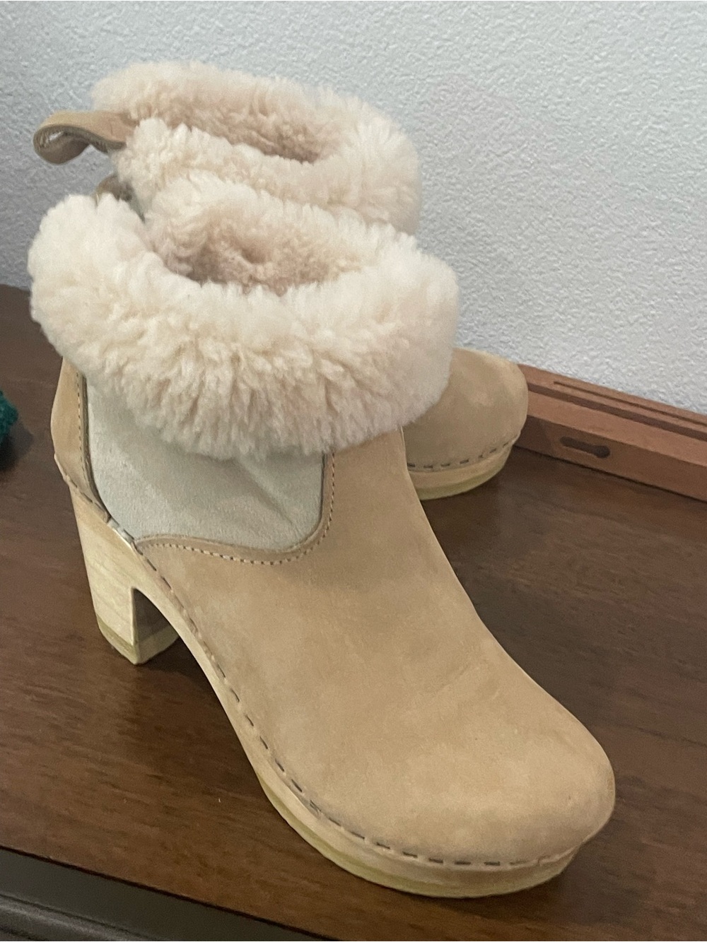 LUXURY Chunky Clog platform stacked boots suede quiet luxury, size 7, MSRP $430 - Picture 2 of 15